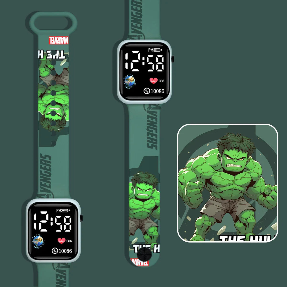 Kids Superhero LED Digital Watch – Spider-Man Iron Man Captain Hero Sports Clock for Boys Student Gift Toy Watch