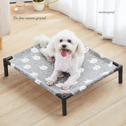 Portable Elevated Pet Bed: Folding Dog Camping Bed with Removable Washable Cat House - Four Seasons Dog Kennel for Puppy Comfort