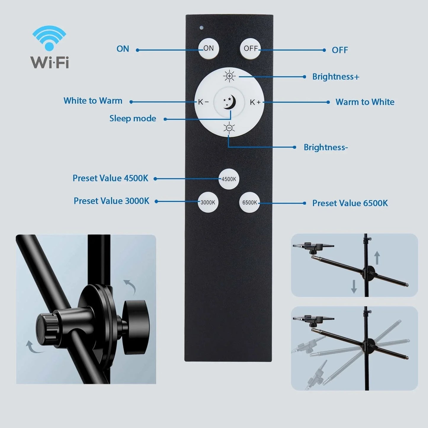 LED Photo Studio Video Fill Light Panel – 3000K-6500K Adjustable with Tripod Stand & Long Arm, EU Plug for Live Streaming