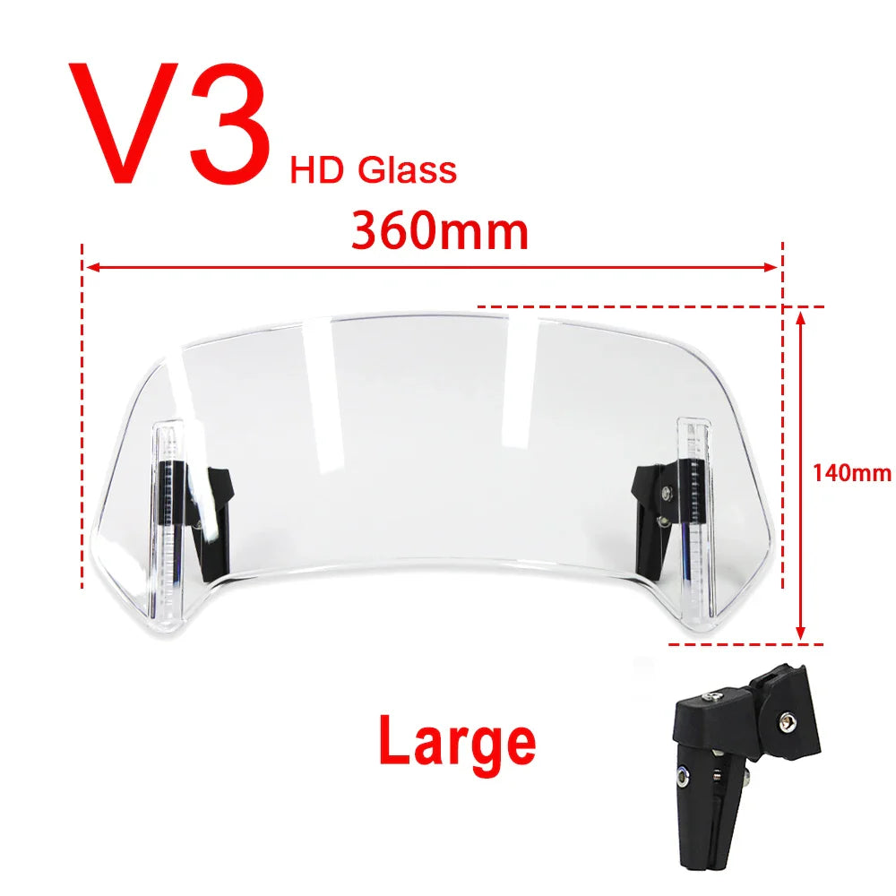 Universal Motorcycle Windshield Extension – Adjustable Clamp-On Wind Deflector Spoiler for BMW, Kawasaki, Yamaha, Honda & Suzuki Bikes