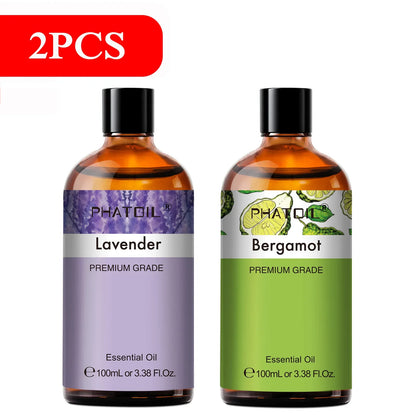 PHATOIL 100ml Aromatherapy Essential Oil Set – Lavender, Rose, Vanilla, Eucalyptus, Sandalwood & Pine Needles for Diffusers & Candle Making