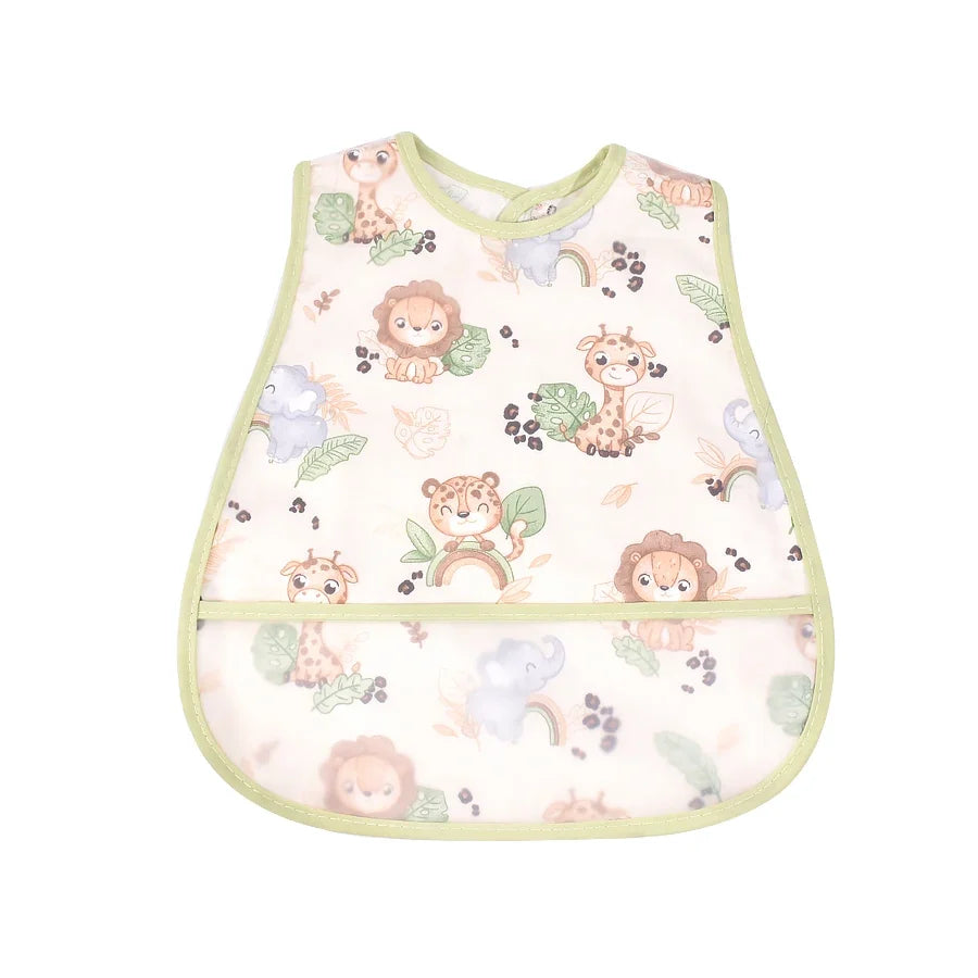 Adjustable Baby Bibs - Waterproof EVA Cotton Cartoon Feeding Bibs with Burp Cloth for Boys & Girls