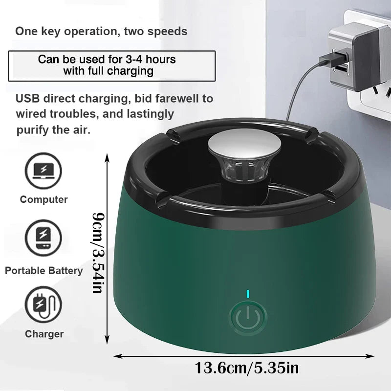 USB Charging Ashtray with Air Purification - Automatic Smoke Removal, Smoke Eliminator Air Purifier Ash Tray for Home