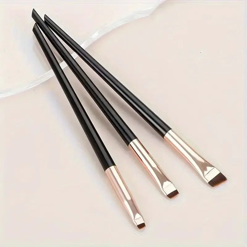 3-Piece Eyeliner & Eyebrow Brush Set — Ultra-Fine & Flat Tips for Precise, High-Quality Makeup Application