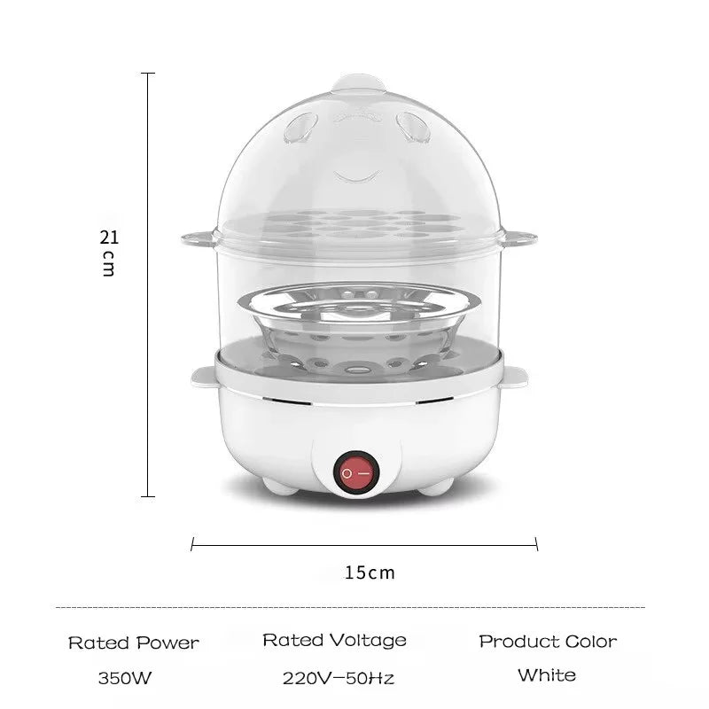 220V Multifunctional Electric Egg Boiler - Double Layer Egg Cooker and Mini Steamer for Kitchen Breakfast
