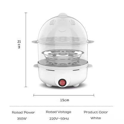220V Multifunctional Electric Egg Boiler - Double Layer Egg Cooker and Mini Steamer for Kitchen Breakfast