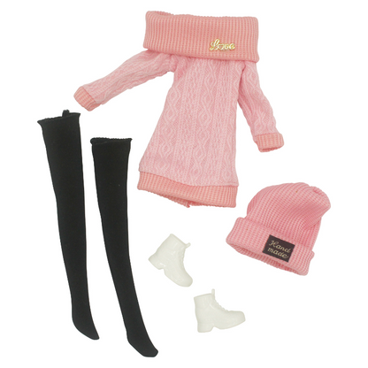 30cm Thin Doll Casual Outfit – 4-Piece Sweater Suit Set for Girls DIY Dress-Up Doll Accessories