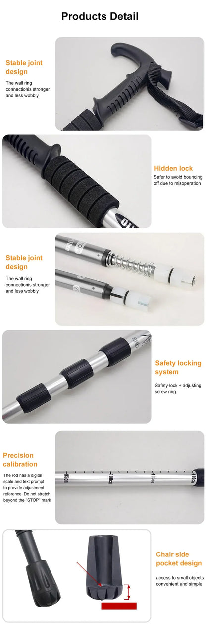 Outdoor Folding Trekking Pole – 4-Section Lightweight Telescopic Walking Stick for Hiking, Camping & Climbing