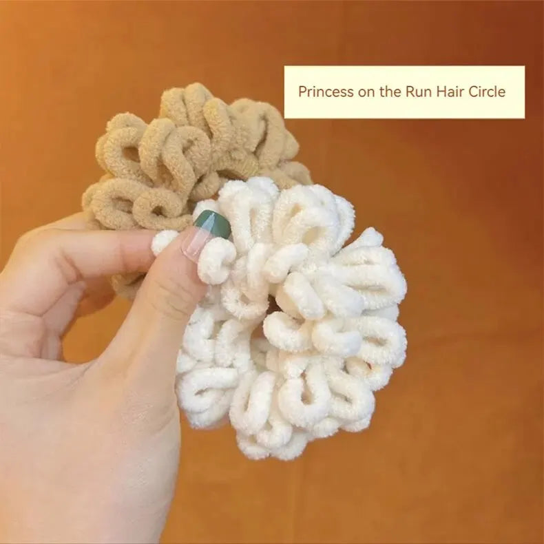 54pcs Autumn Winter Milk Tea Color Hair Bands – Large Intestine Grab Clips, High Elasticity Side Clips for Hair