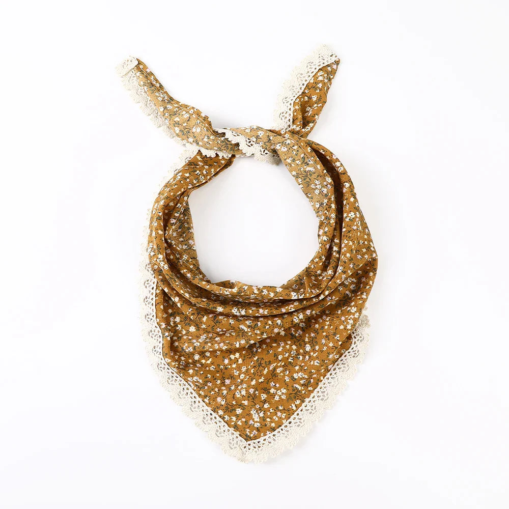 Fabric Printing Triangle Scarf — Flower Turban Bandana Headband for Women Retro Hair Accessories