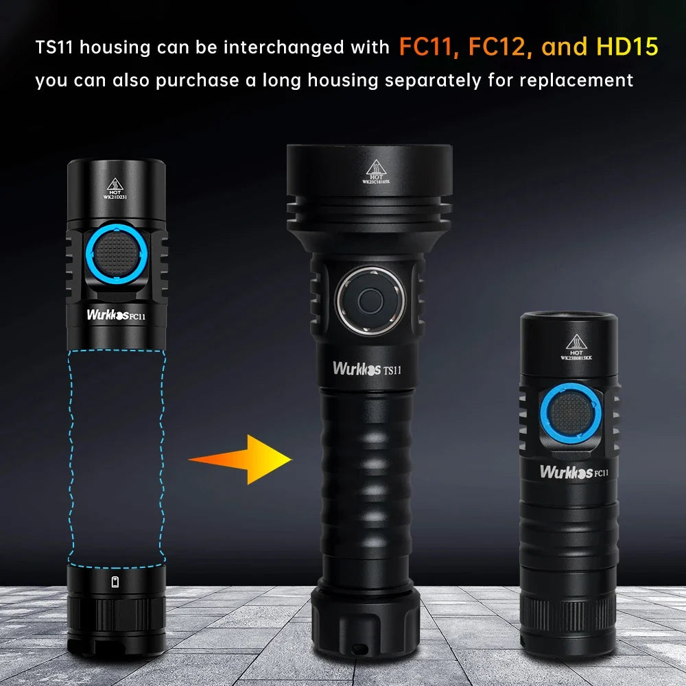 Wurkkos TS11 Mini 2000LM Flashlight - USB-C Rechargeable 18350 SFT40 EDC Torch with RGB, IP68 & Anduril 2.0