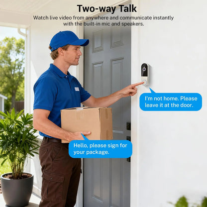Rechargeable Wireless 1080P Video Doorbell Camera – Night Vision, AI Motion Detection & Cloud Storage