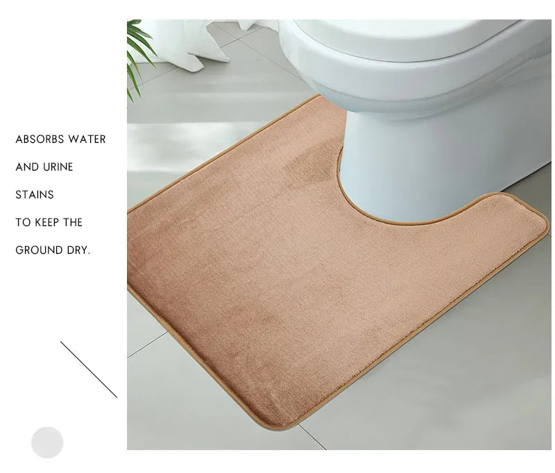 3 Piece Bathroom Mat Set – Non-Slip Toilet, Shower & Bath Floor Absorbent Rugs, Soft Comfortable Carpet for Laundry Room
