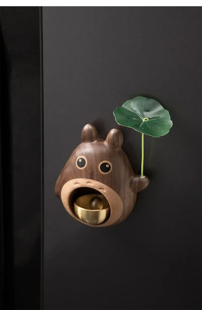 Wooden Wind Chimes with Copper Bells - Totoro Entry Doorbell Pendant, Cute Door Entry Reminder, Home Decor & Housewarming Gift