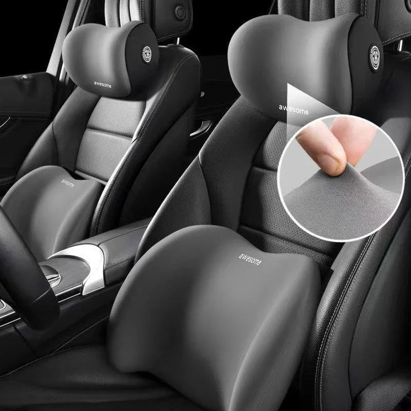Car Headrest & Lumbar Support Pillow – Neck & Waist Cushion for Driver Seat Backrest & Comfort
