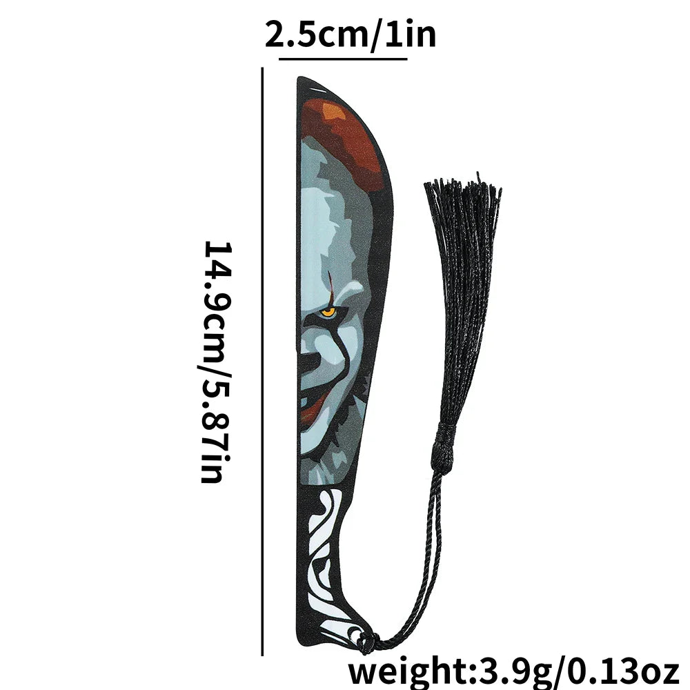 Horror Movie Fan Bookmark — Knife-Shaped Acrylic Bookmark with Tassel for Study & Reading