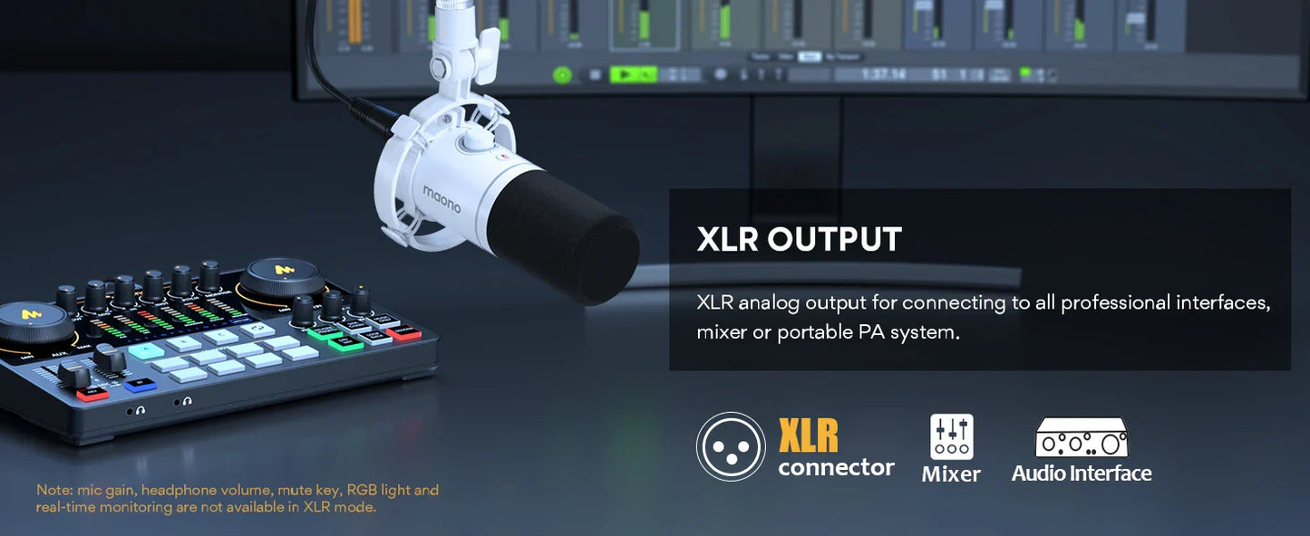 Maono PD200X XLR/USB Dynamic Microphone – Metal Gaming & Streaming Mic with Tap-to-Mute and Gain Control