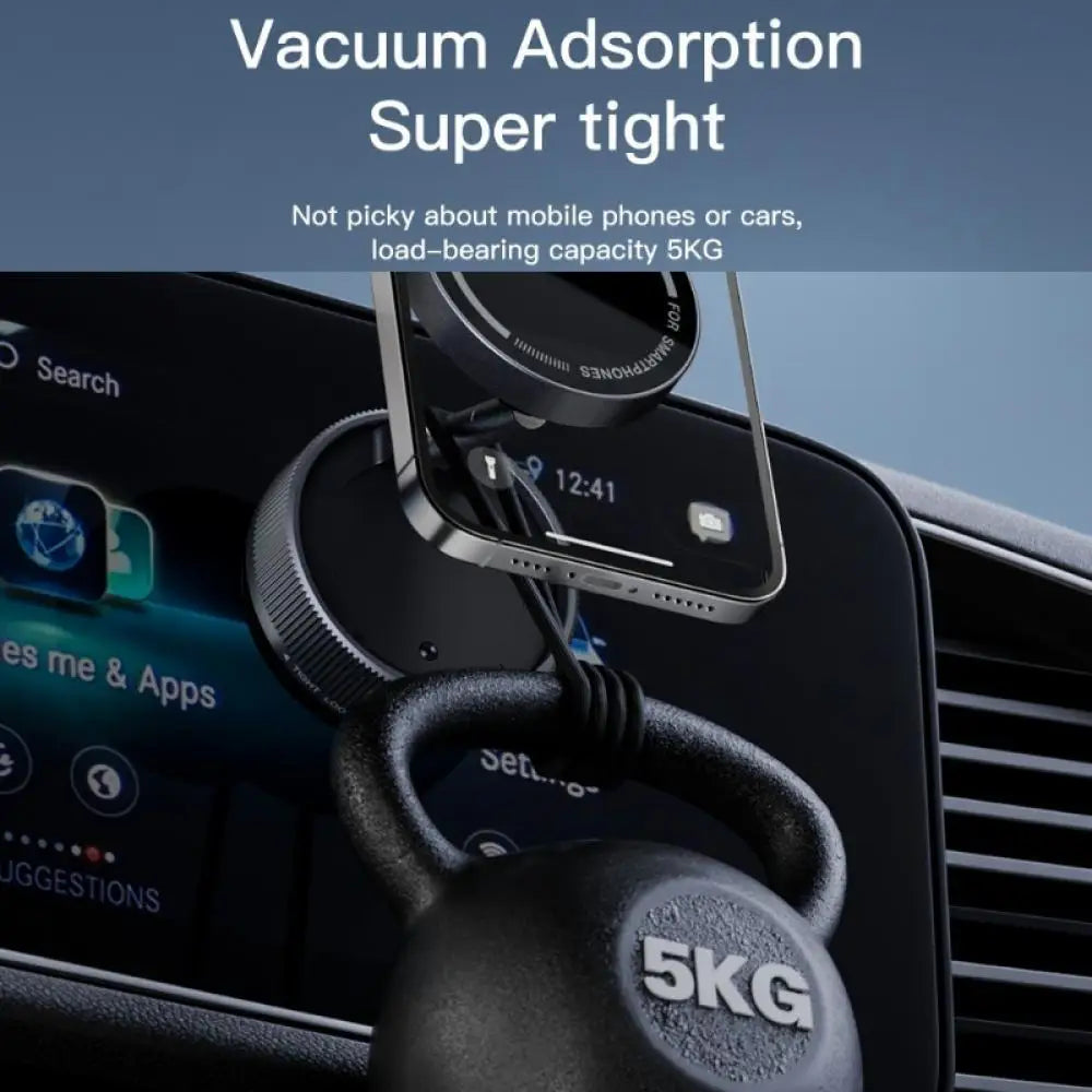 Vacuum Suction Magnetic Phone Holder – 360° Rotating Hands-Free Foldable Car & Smooth Surface Mount