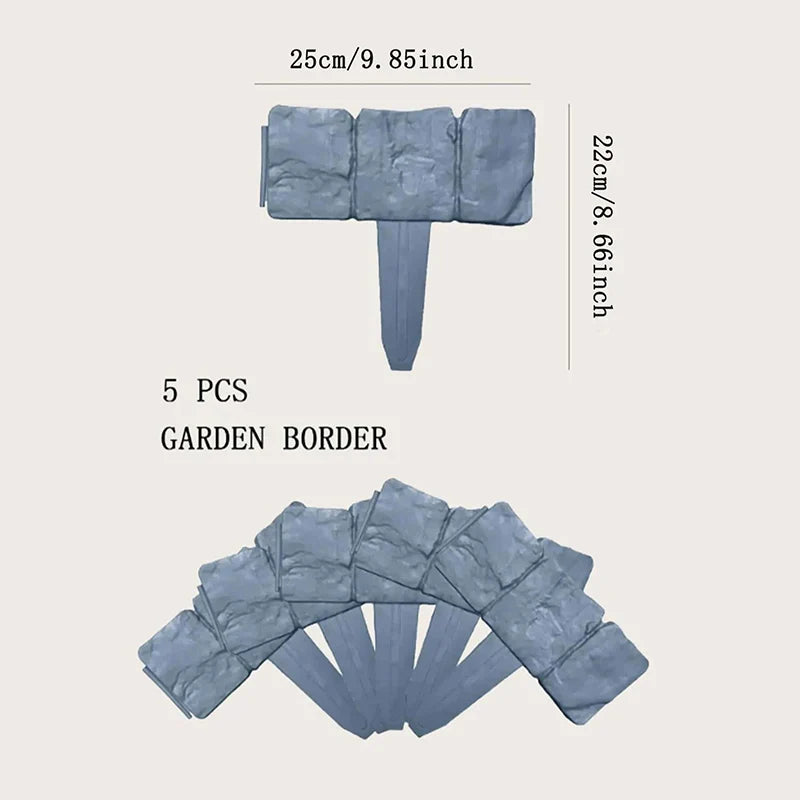 5-10pcs Garden Fence Stakes - Imitation Stone Decorative Plant Border for Lawn, Yard & Landscape DIY Edging