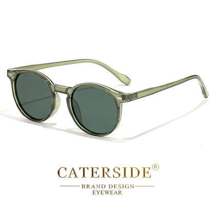CATERSIDE Retro Polarized Round Sunglasses — TR90 & Acetate Vintage Shades for Men & Women, Punk Style Driving & Travel Sun Glasses