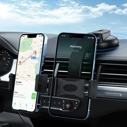 Dual Car Phone Holder – Bendable Memory Neck, 360° Rotatable Adjustable Dash Mount for Cell Phones