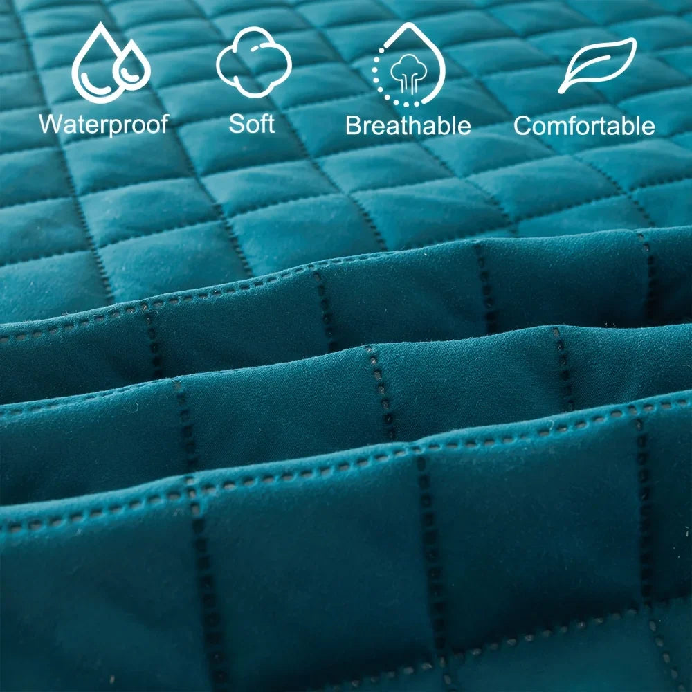 Quilted Waterproof Fitted Sheet - Machine Washable Mattress Protector for Single & Double Beds