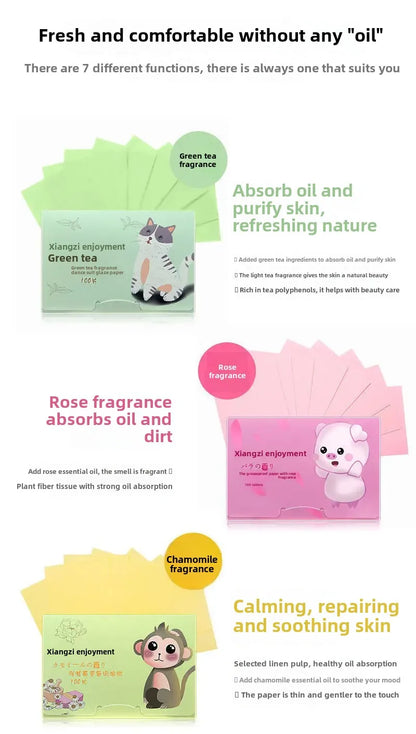 100/300PCS or 6 Packs Portable Facial Oil Blotting Papers – Oil Control & Face Cleansing Wipes