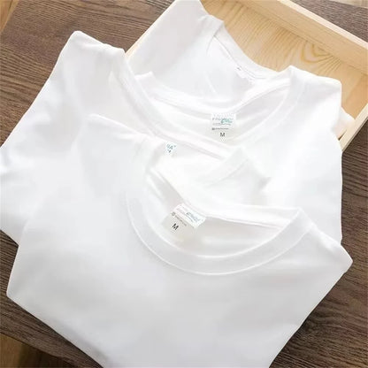 Heavyweight 100% Cotton T-Shirt - Thick Knit Round Neck Short Sleeve Tee 500/300g