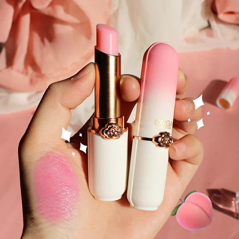 Peach Color-Changing Jelly Lipstick – Moisturizing, Non-Stick Cup Warm Lip Balm