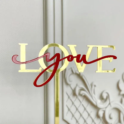 Big Red Love Cake Topper – Acrylic Wedding & Engagement Party Decoration, Valentine’s Day Love Cake Topper