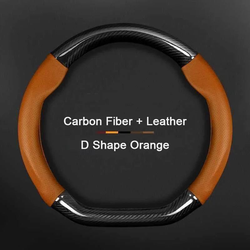 Hyundai Carbon-Fiber Leather Steering Wheel Cover — Fits i20/i30/i40/ix25/ix35/ix55/Elantra/Tucson/Sonata/Solaris/Palisade/Nexo