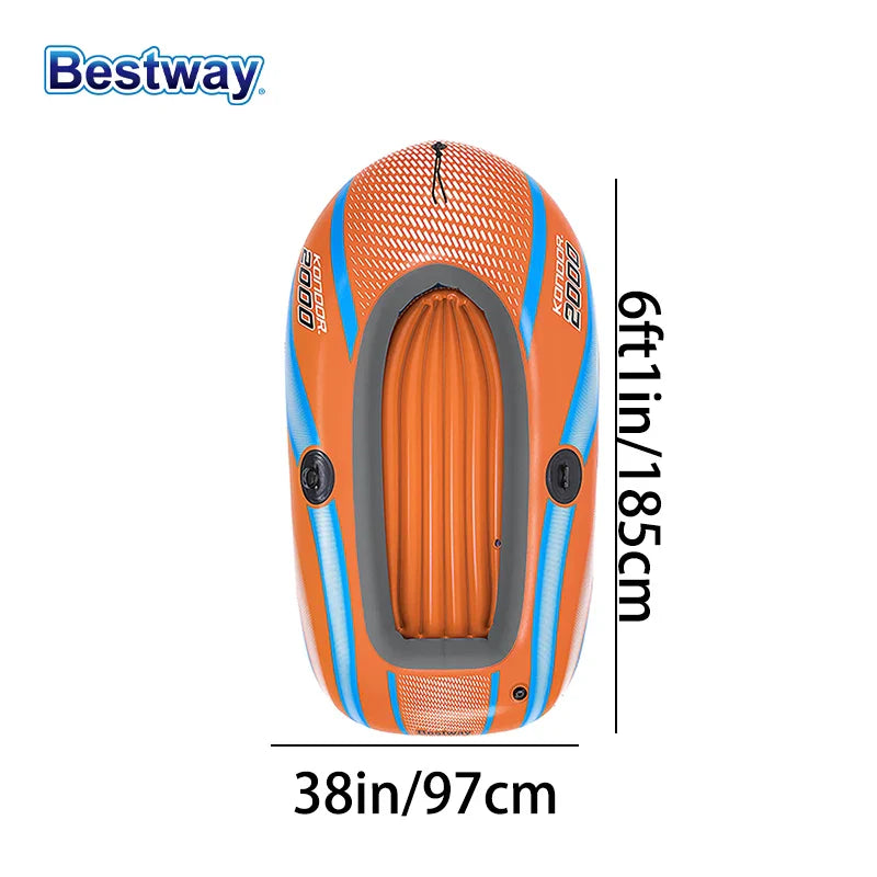 Bestway 61136/61140/61142/61146 Heavy-Duty Inflatable Kayak – 1-3 Person PVC Rafting Boat for Adventure & Thrilling Rides