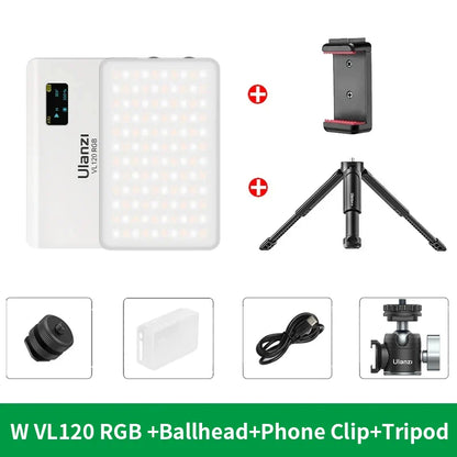 Ulanzi VL120 Full Color RGB Video Light – Dimmable 2500K-9000K LED Photography & Vlog Fill Light for Cameras