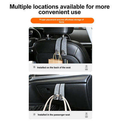 2-in-1 Universal Car Seat Headrest Hook – Double Hook Hanger Clip for Back Seat Storage Organizer & Car Interior Accessories