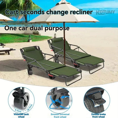 Foldable Outdoor Camping Trolley - Portable Beach Cart Push Chair & Utility Trailer for Outdoor Activities