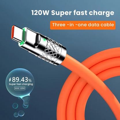 3 in 1 120W 6A Fast Charging Type C Cable - Micro USB for iPhone Charging Cable, Samsung, Huawei, Xiaomi Phone Charger USB Cable