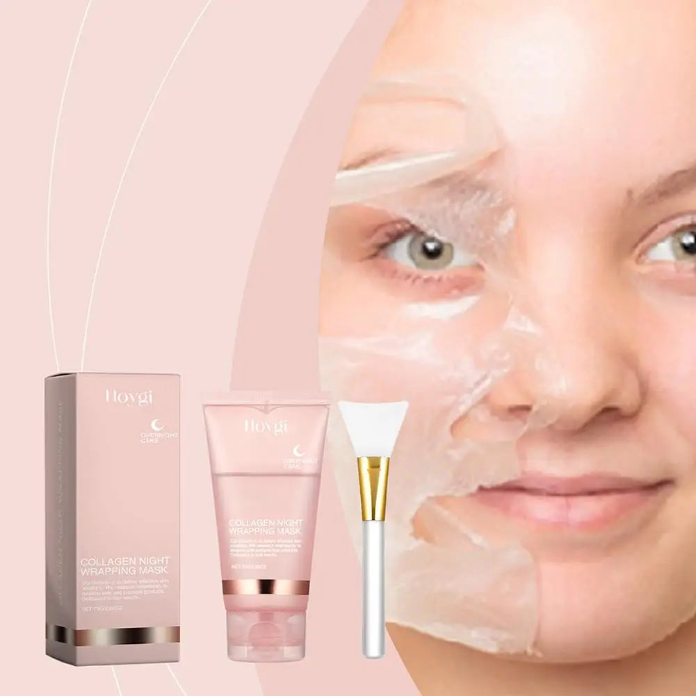Hydrolyzed Collagen Overnight Facial Mask - Peel-Off Hydrating & Firming Mask, Reduces Sagging & Dullness, Boosts Elasticity