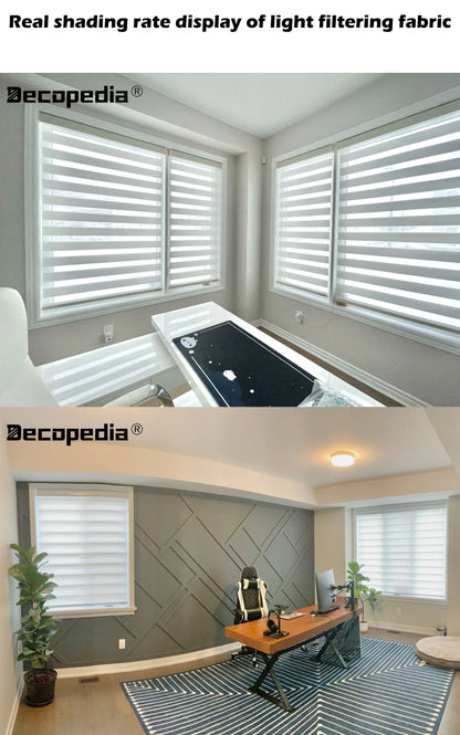 Decopedia Custom Made Zebra Blinds – Motorized Roller Blackout Day & Night Window Blinds for Sliding Doors