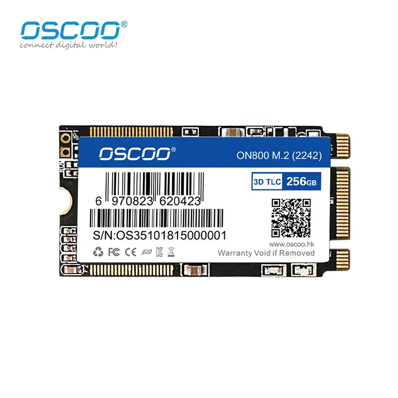 OSCOO M.2 SATA3.0 SSD — 2242mm NGFF 128GB-2TB Internal Solid State Drive with 3D TLC NAND Flash