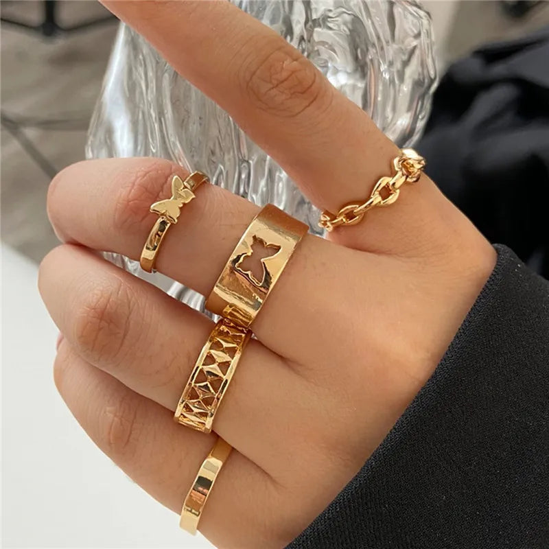 Women’s Silver Crystal Ring Set – Cubic Zirconia Moon, Arrow, Flower & Heart Wedding Fashion Jewelry