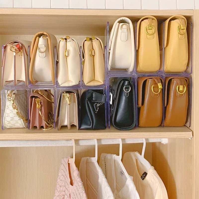 Acrylic Handbag Storage Rack – Transparent Divider Organizer for Luxury Bags Display & Storage