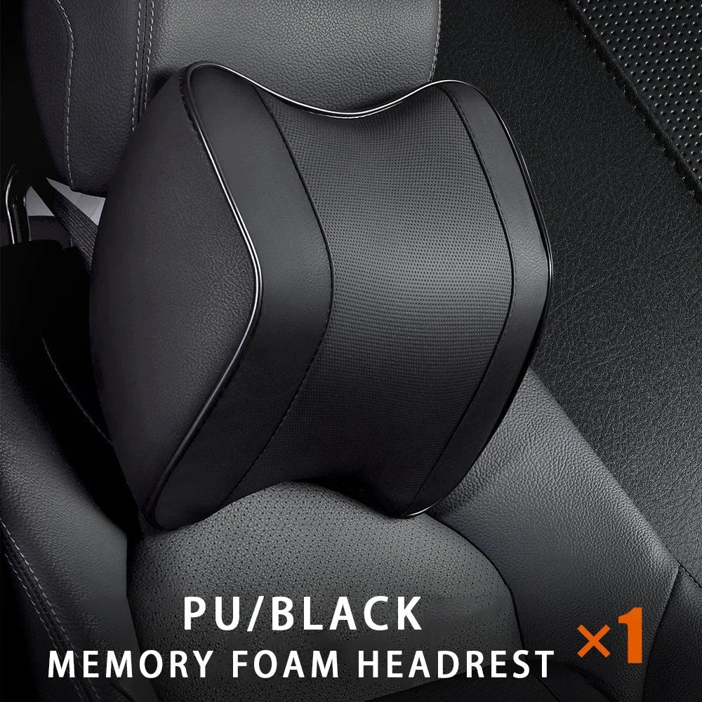 Breathable Memory Foam Car Neck & Lumbar Support Pillow – Slow Rebound Headrest Cushion for Comfortable Driving