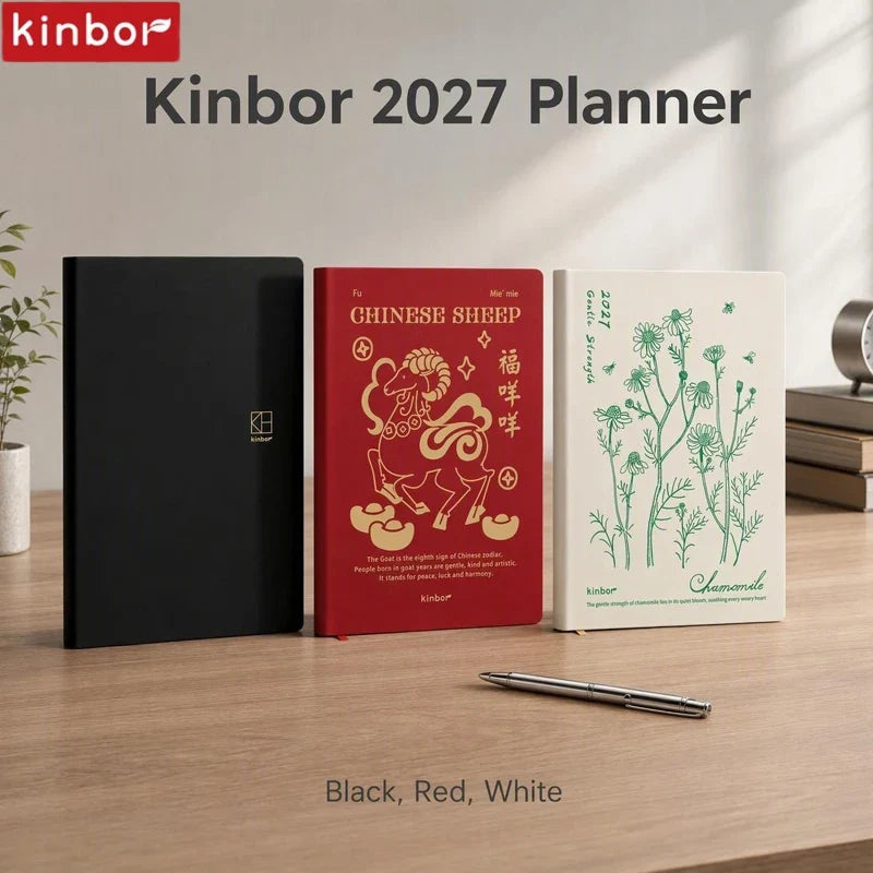 Kinbor 2027 A5/A6 Planner Notebook - Full-Year Daily Journal & Monthly Agenda for Time Management