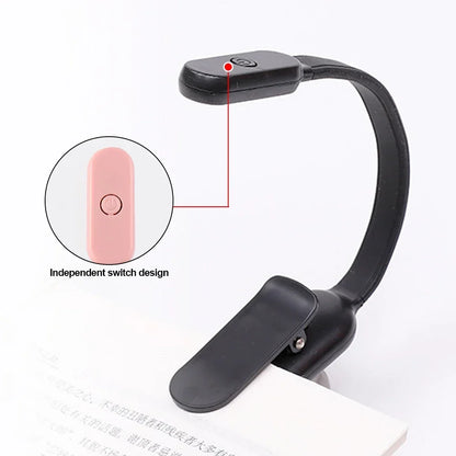 Mini LED Book Night Light – USB Rechargeable Clip-On Reading Lamp with 3 Brightness Settings for Travel, Bedroom, and Dormitory