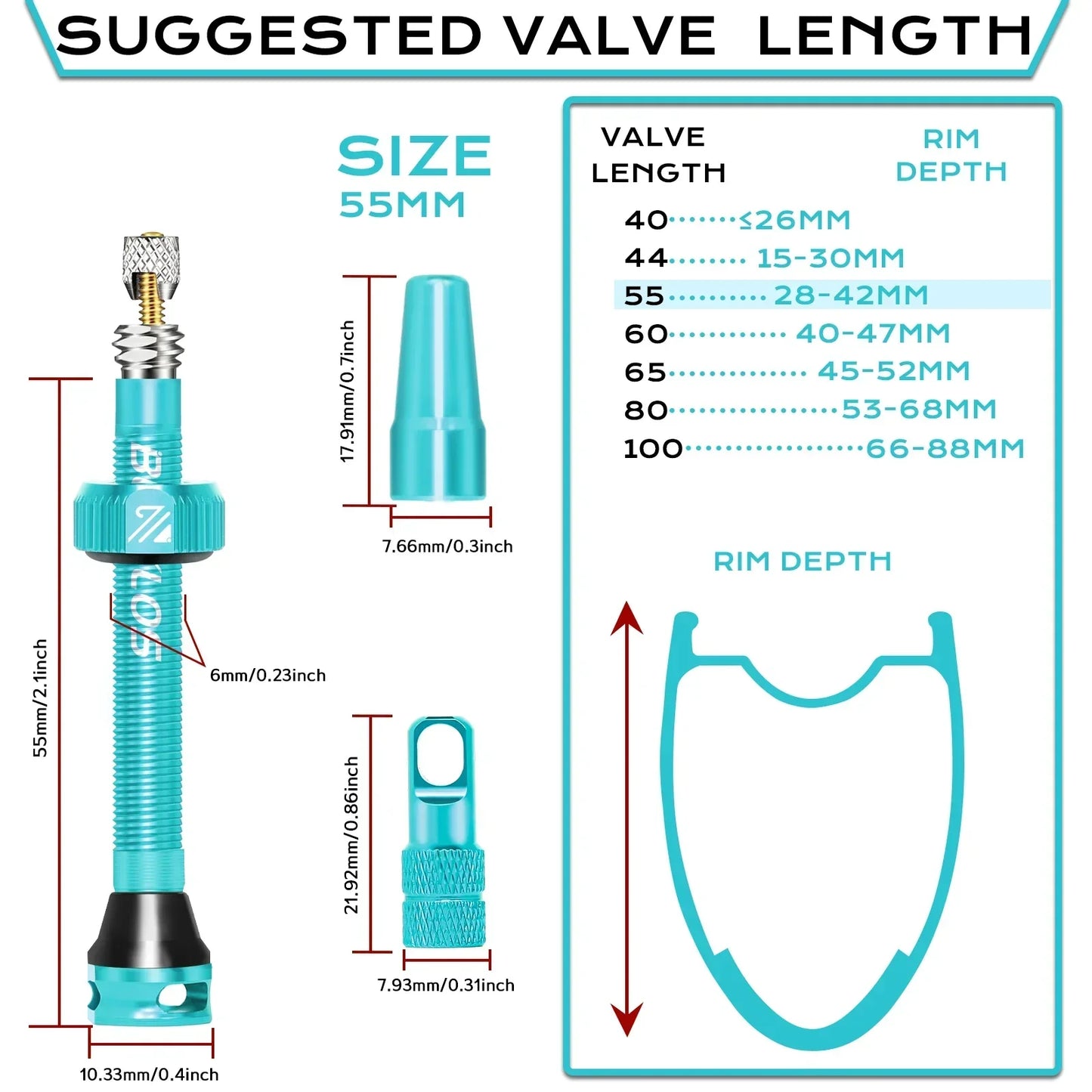 BUCKLOS Presta Tubeless Valve Stem 40/44/55/60mm — High-Quality Bike Tire Nipple for Road & MTB