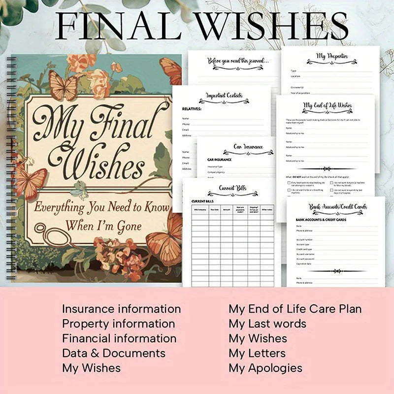 End-of-Life Planning Notebook – Final Arrangements Organizer for Beneficiary Info, Funeral Plans & Last Wishes Guide