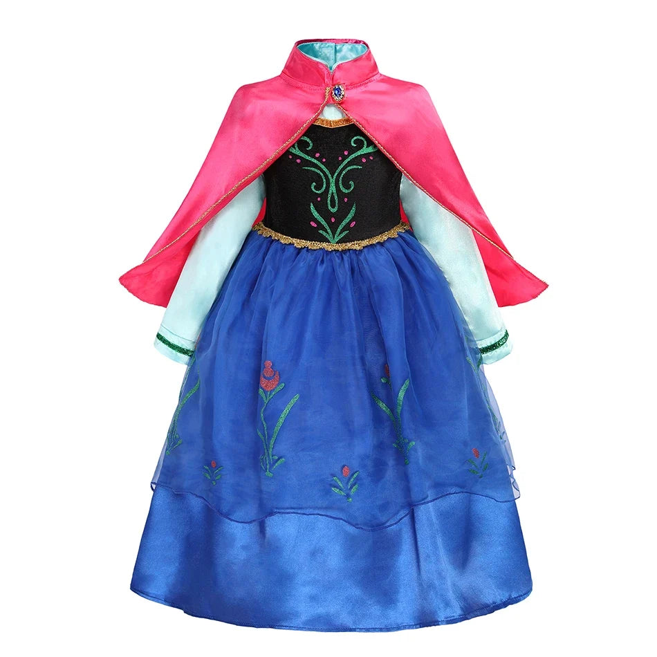 2026 Girls Princess Costume Dress - Elsa, Anna, Snow White, Aurora, Moana, Rapunzel, Mermaid & Belle Carnival Cosplay Party Outfit
