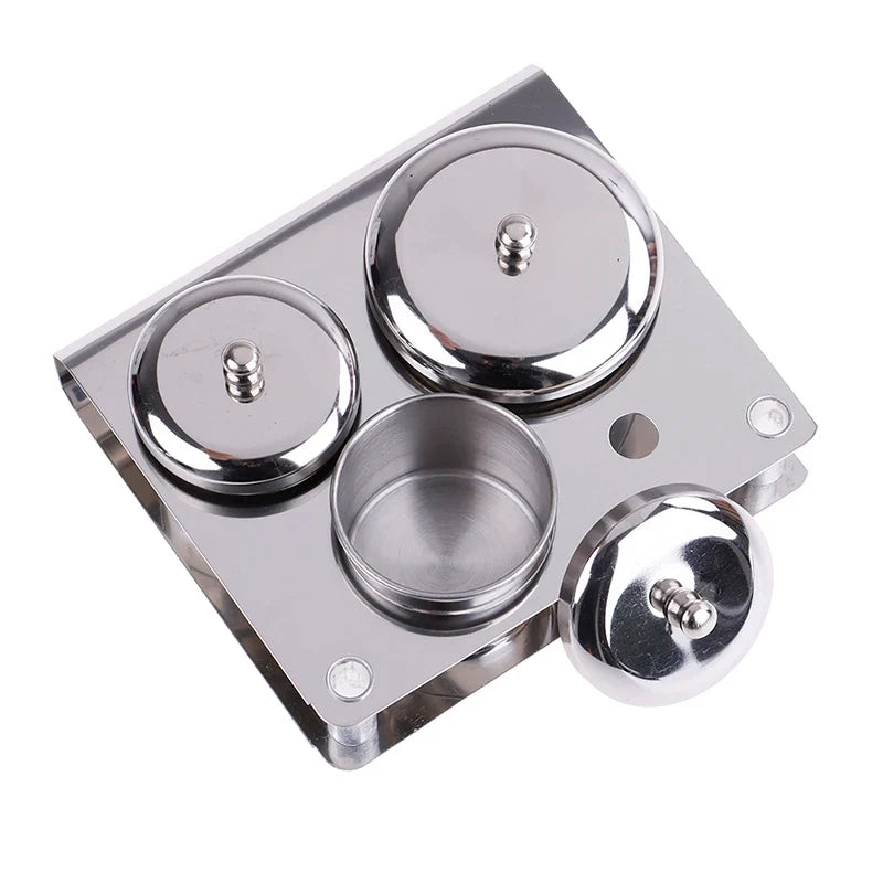 3-Piece Stainless Steel Dappen Dish Set – Manicure Nail Art Powder & Liquid Container Organizer Tray