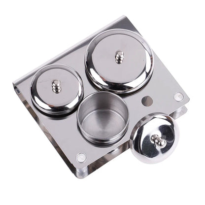 3-Piece Stainless Steel Dappen Dish Set – Manicure Nail Art Powder & Liquid Container Organizer Tray