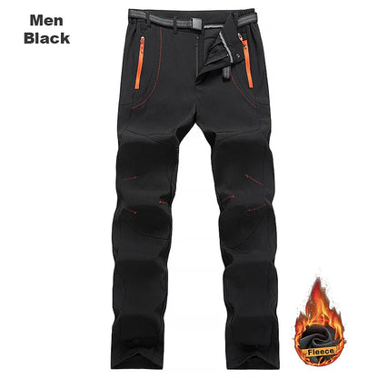 LNGXO Men’s Fleece Hiking Pants – Thick Warm Winter Waterproof & Windproof Soft Shell Ski, Trekking, and Camping Trousers